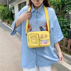 HARAROI 雙口袋可愛斜背手機包