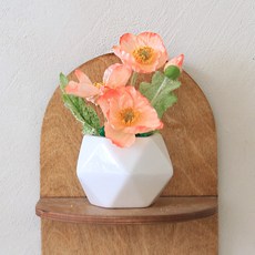 센트바스켓 조화 공기정화 스칸디아모스 담은 뽀삐 도자기 화분, 코랄, 1개