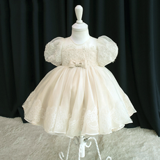 Miso Papa女童款Jubi刺繡泡泡袖洋裝