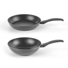 HOMEPOWE IH感應爐適用鍋具組, 平底鍋 28cm+深炒鍋 28cm, 1組, 黑色