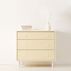 스칸디무드 국내제조 클로멘 서랍장 방문설치, 버터옐로우, 3단