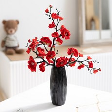 flowertree 人造花 春日秀麗梅花 + 花瓶 29 x 42 cm 套組, 1個, 紅色