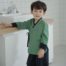 ALKONG DANZAM 男童 格紋韓服睡衣上下套裝