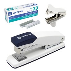 Whashin 133K 釘書機 + 33號釘書針 5000入 + 起釘器 套組, 顏色隨機, 1組