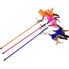 貓咪羽毛釣魚竿玩具 CT002, 橙色、粉色、藍色, 1套