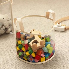 生活智慧 圓形整潔玩具收納整理盒, 1個, 透明