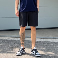 Fivelarge 男士透氣大尺碼鬆緊帶亞麻寬版短褲