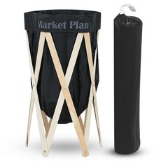 Market Plan 折疊式木製洗衣籃, 黑色, 1個