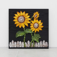 울타리안 3송이 해바라기 오브제 kkkd009, 혼합색상