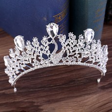 셀프웨딩 바로크 헤어 액세서리 백조 크라운 eew111, 실버, 1개