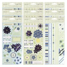 데어리즈 일러스트 펄 스티커 블루꽃 3종 세트, 3세트, A, B, C