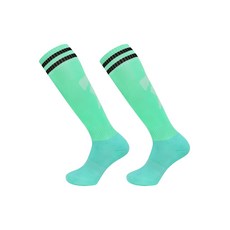 Yogojogo 冰球襪 雙腳穿著 L, 20 湖水藍黑邊, 1套