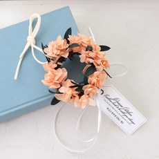 ASPASIA 永生花木質車用迷你花圈 + 禮物包裝組, 橘色