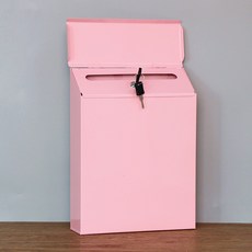 Bluefog 壁掛式鐵製附鎖信箱, 19 粉紅色 空白