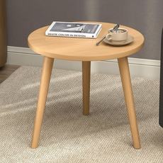 ROI라이프 거실 침실 소형 원형 테이블 48 x 48 x 62 cm, 싱글 레이어 로그 컬러, 1개