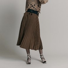 MAXZA 마쟈 브이 패턴 밴딩 플리츠 롱 스커트 ZC04QS0010N