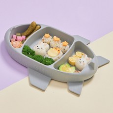 NATURE LOVE MERE 嬰幼兒ABC飛機吸盤餐盤, 單品, 淺灰色
