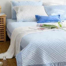 로제프 스텔라 듀라론 3중직 냉감패드 고무밴딩 쿨매트, 블루