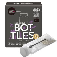 MAMMY VILLAGE 六甲村 寬口徑拋棄式奶瓶補充包, 5入, MIT台灣製造, 透明