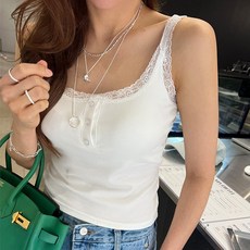NANING9 女款 Bojelo 蕾絲羅紋罩杯背心