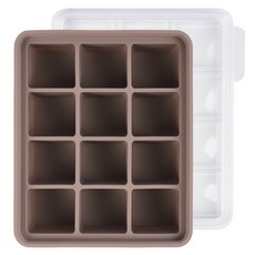 homehouse 頂級矽膠三重密封副食品分裝盒 12格, 灰褐色, 1個, 360ml