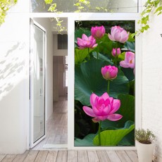 꾸밈 복을담은연꽃 현관문 시트지 ii866, 혼합색상, 100 x 210 cm