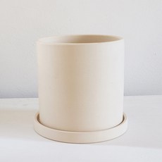 ZY 심플 화분 + 화분 받침 세트 원형 1호 9 x 9 cm, 아이보리, 1세트