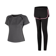 Naya Style 女性瑜珈服短袖上衣 + 短褲內搭褲套裝 1907