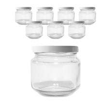 圓形玻璃瓶 白色瓶蓋 KH5, 8個, 250ml