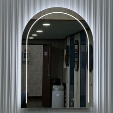 미래지원 LED 프리미엄 2 직접 간접 조명 3색 터치스위치 반타원 아치 조명거울 600 x 800 mm, 2.직접-간접조명(3색-터치스위치O), 혼합색상