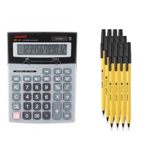 모나미 계산기 MC-151 + 153 스틱 1mm 12p, 블랙(볼펜), 그레이(계산기), 1세트