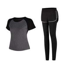 NAYA STYLE 女性瑜珈短袖上衣 + 短褲緊身褲套裝 1801