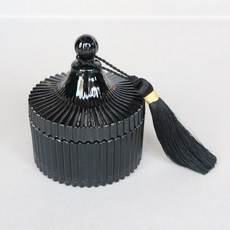 東方風情黑色儲物罐 矮款 + 流蘇, 1套