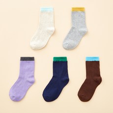 BASE ALPHA ESSENTIALS 兒童配色羅紋中筒襪 5雙組