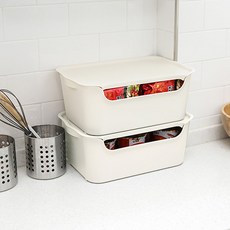 EZLIVING 多功能食品儲藏室收納箱, 象牙白, 13L, 2個