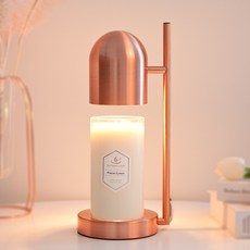 Sweet Euro 錶盤蠟燭加熱器 + 蠟燭大罐新鮮亞麻布 + 燈泡 2 件套, 玫瑰金(燭燈)