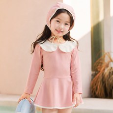 우주아이 아동용 마카롱 세일러 원피스 수영복 + 수영모 세트