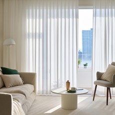 보웰 이지클립형 비침없는 차르르 거실 쉬폰 나비주름 커튼 2p