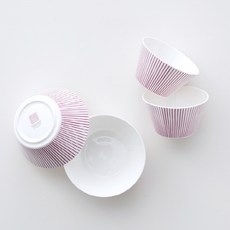 HANKOOK CHINAWARE 線條印花陶瓷碗組, 粉紅色, 飯碗 2p + 湯碗 2p