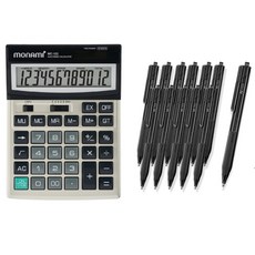 모나미 계산기 MC-122 + 볼펜 FX153 1.0mm 12p, 블랙, 1개