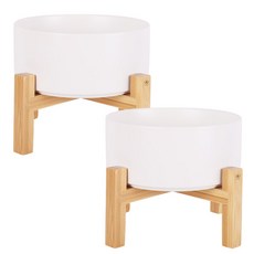 DING DONG PET 寵物現代大理石陶瓷餐具 雙層單口 一般型 L, 白色, 2個