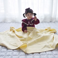 DK Home 4層棉紗毯, 黃色