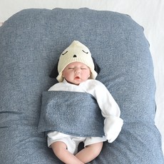 제이앤제나 역류방지쿠션 텐셀쿨리플 쿠션커버 + 쿠션솜 세트, 빈티지블루