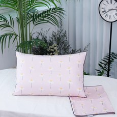 ahtty blanc 兒童四季純棉枕頭套2件 + 可調式高度枕芯組, 雛菊