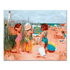 ADICO DIY 繪畫海灘孩童 PFF46 50 x 40cm, 混色