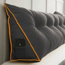 春日愛 柔軟三角形臥室靠背沙發靠墊, 深灰色