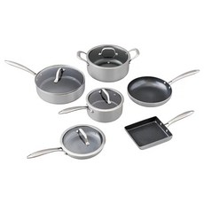 IRIS OHYAMA 愛麗思歐雅瑪 鑽石經典款IH鍋10件組 DG-SE10, 銀色, 不沾鍋10種, 1組