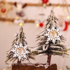 木質造型聖誕樹掛飾 4入, 雪花