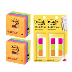 3M Post-it 利貼 強力黏著 654-5SSUC 裡約熱內盧 2入 + 索引標籤 686SS-PGO 2入, 混合顏色, 1套
