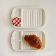 Odette 陶瓷 3格 分隔小碟, 2個, 白色